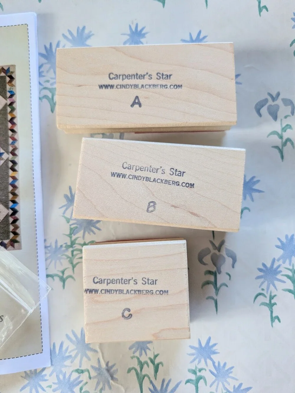 Cindy Blackberg's Carpenter's Star Quilt Pattern Stamp Set 3 Piece NEW Primitive